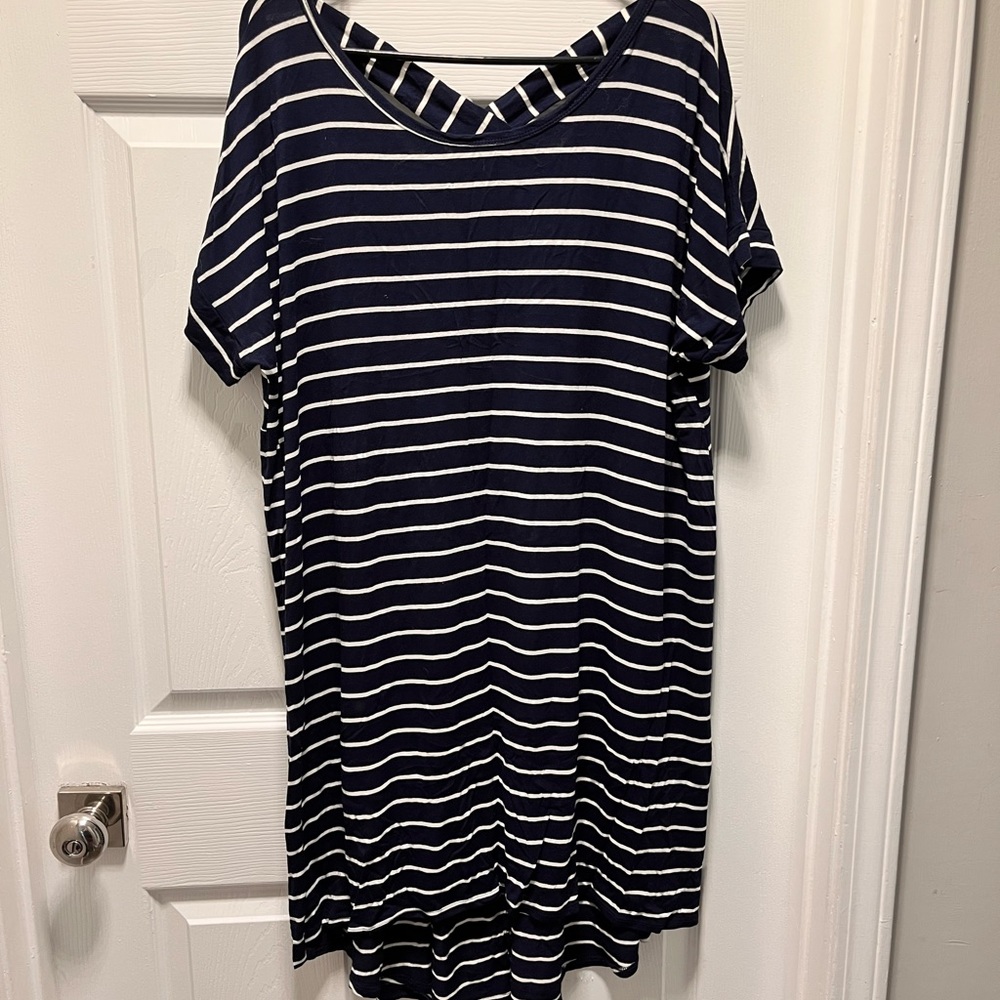Navy and white dress - striped - casual - size 2XL